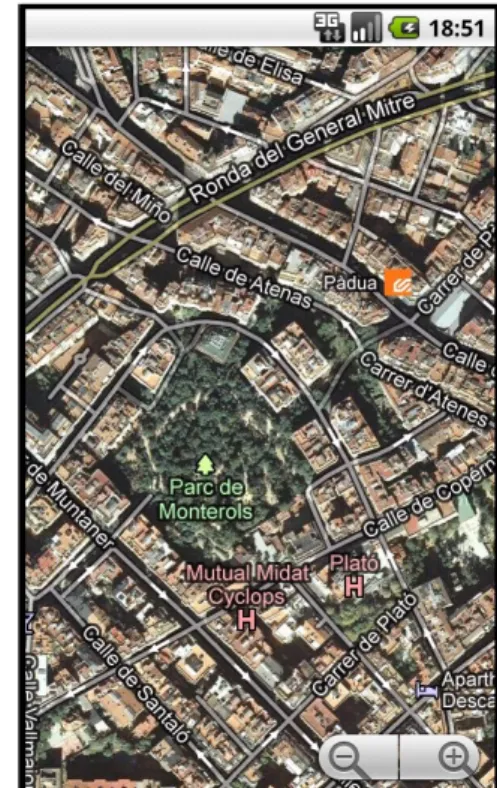 Figura 16. Mapa de Barcelona amb capa de  satèl·lit.