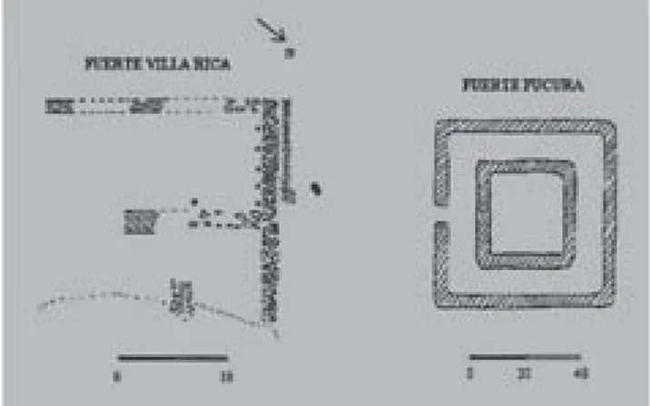 Figure Plants of Hispanic forts (Villa Rica and Pitren)