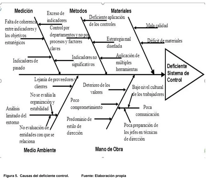 Figura 5.  Causas del deficiente control.             Fuente: Elaboración propia