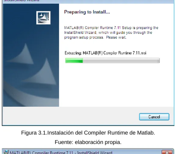 Figura 3.1.Instalación del Compiler Runtime de Matlab. 