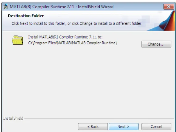 Figura 3.3. Instalación del componente RunTime en el ordenador sin Matlab. 