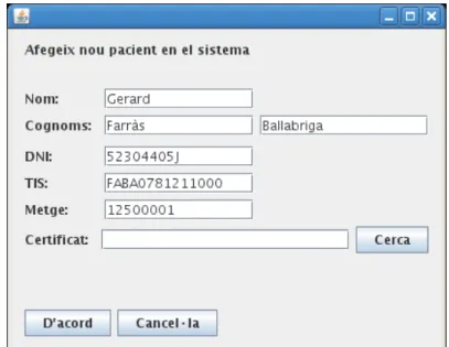 Illustration 10: Formulari per a afegir un nou pacient  en el sistema.