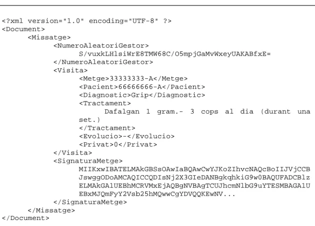 Figura 6-8. Document XML d’inserció per una visita 