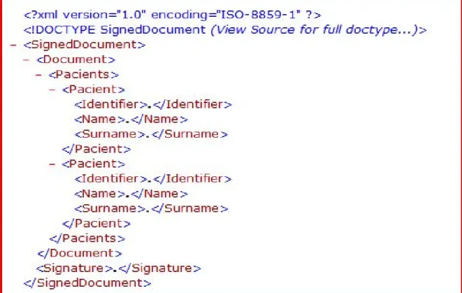 Figura 10: Document XML d’una llista de pacients.