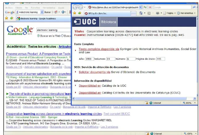 Figura 4. Cerca a SFX des de Google Scholar