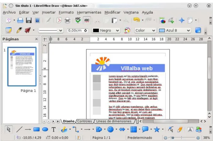 Fig: Dibuixos senzills o maquetació web amb LibreOffice Draw