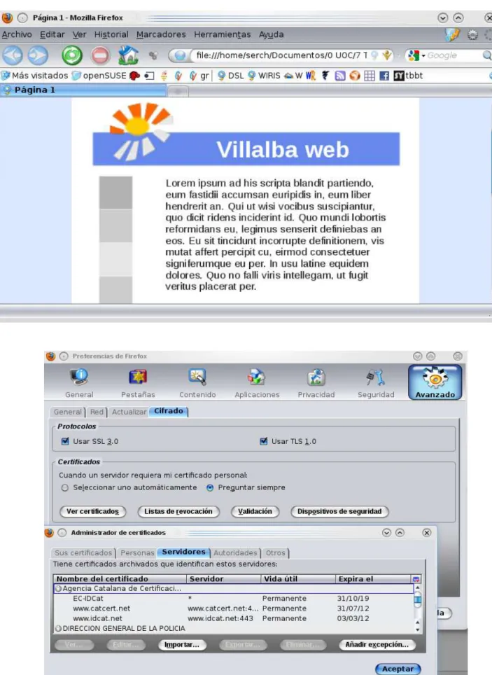 Fig: Navegador web Mozilla Firefox i gestió de la seguretat