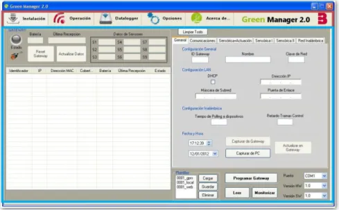 Figura 8 – Interfície del programa GreenManager 
