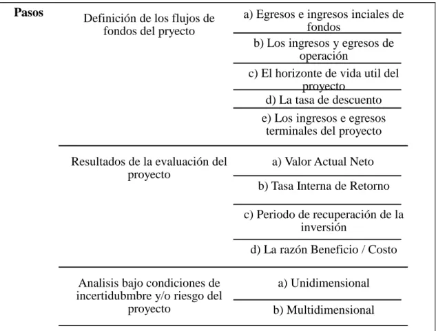 Tabla 4-2: Pasos para un estudio Económico - Financiero 