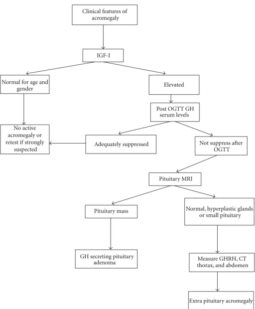 Figure 1: Algorithm for the diagnosis of acromegaly (modified from: Cordero and Barkan [61] and Giustina et al