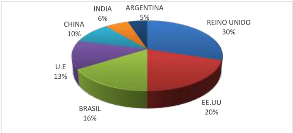 Figura 2: Principales productores a nivel mundial de carne vacuna. 