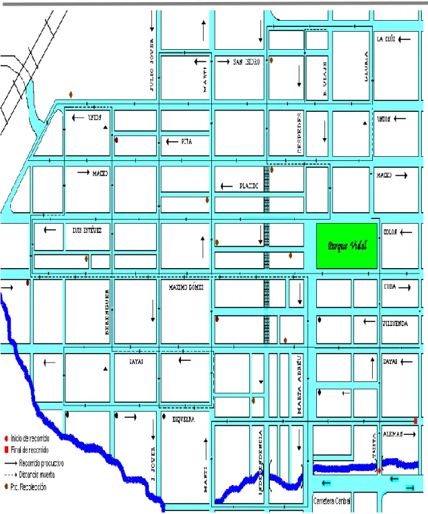 Fig. 3: Diseño de la ruta a la zona larga de la zona comunal # 1 en Santa Clara. 