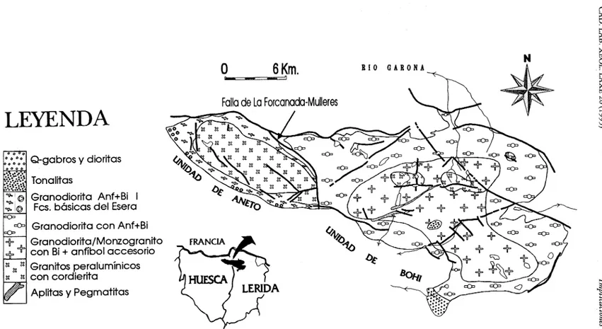 Fig. 1: Esquema geológico del macizo de La Maladeta.