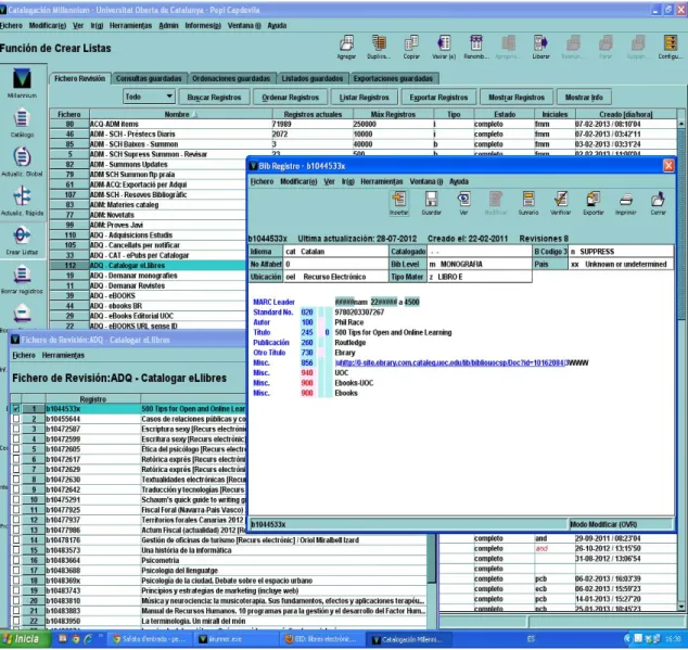 Figura 6. Módulo de catalogación de Millennium. 