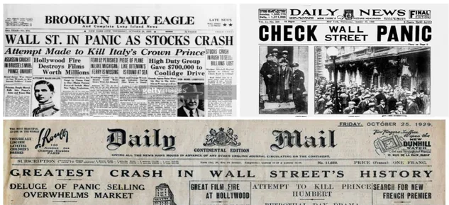 Figura 1. Portadas de prensa durante el Crack de 1929. 