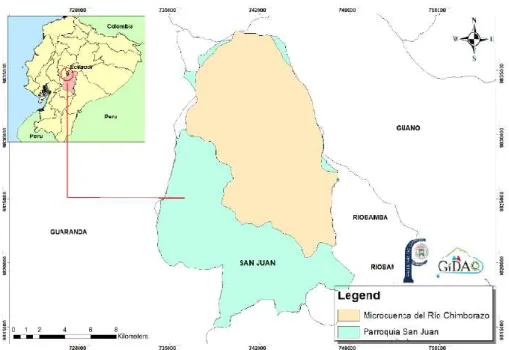 Figura 1-2: Mapa de ubicación de la Microcuenca del Río Chimborazo 