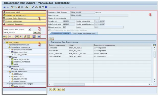 Ilustración 6. ABAP workbench mostrando la interface Web Dynpro Explorer 