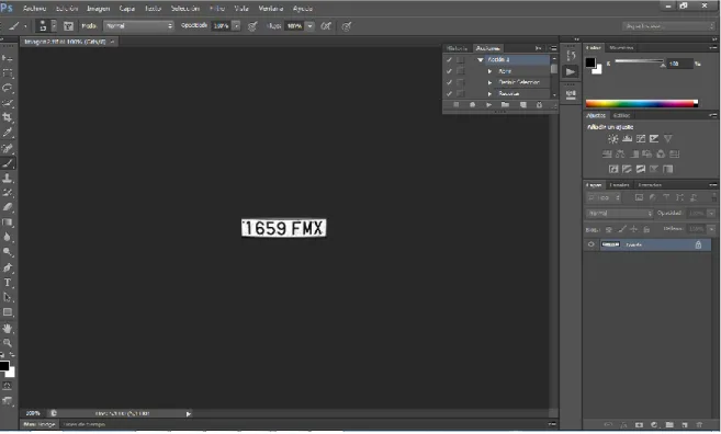 Figura 5.2.2.5: pantalla de Adobe Photoshop una vez realizada la extracción de la  matrícula