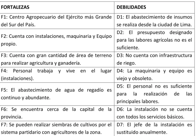 CUADRO N° 2  Análisis Interno de la Institución 