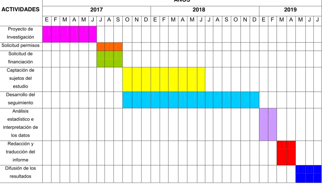 Tabla IV. Cronograma 