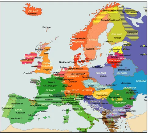Figura 10: Mapa de linguas en Europa na Idade Moderna. Fonte: &lt;eurominority.org&gt; 