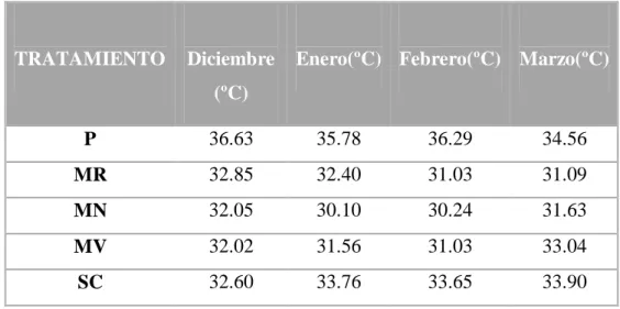Cuadro 9: Temperaturas máximas por meses de fruto de granado (Punica  granatum) var. Wonderful, con los diferentes tipos de cobertura