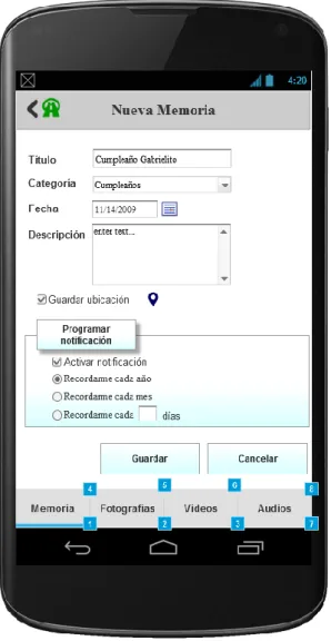 Figura 10.  Pantalla de datos iniciales del Memory 