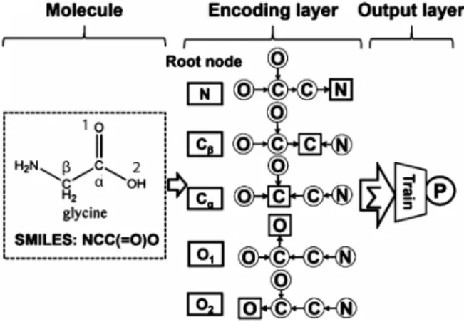 Figure 8. Schematic diagram of Youjun Xu et al. network encoding glycine, first using primary  canonical SMILES strucuture