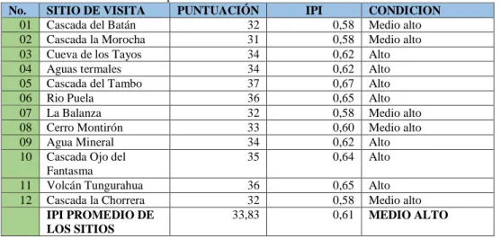 Tabla 22-7. Índice Potencial Interpretativo 