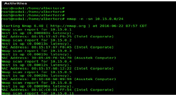Figura 3.3 Escaneo a un rango de red Desoft con nmap 