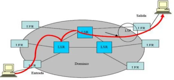 Figura 1.3 Componentes de una red MPLS. 