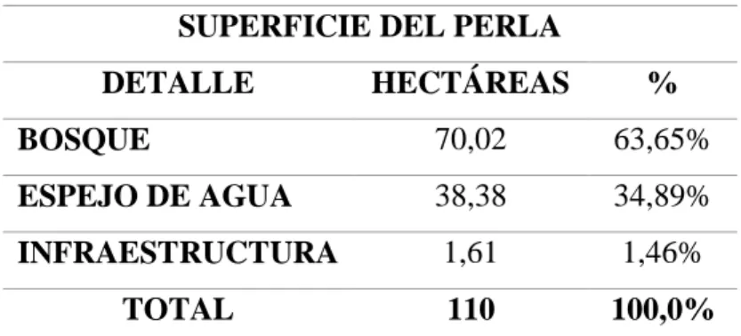 Tabla 2. Distribución de la superficie en el PERLA. 