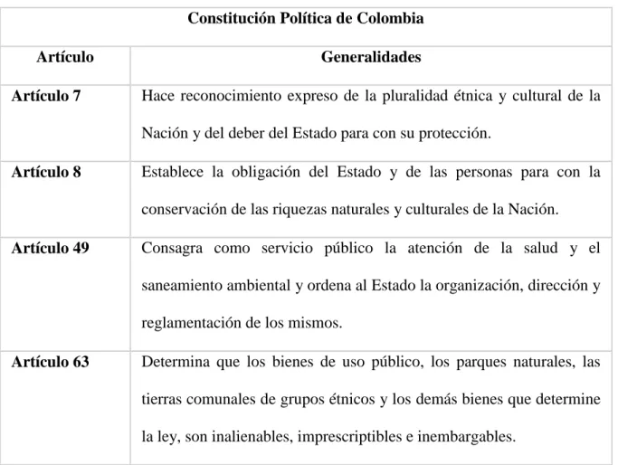 Tabla 1  Fundamentos de carácter constitucional