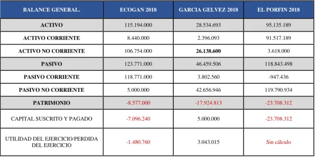 Tabla 5. Relación de Activo, Pasivo y Patrimonio empresas con 3 años en el mercado 