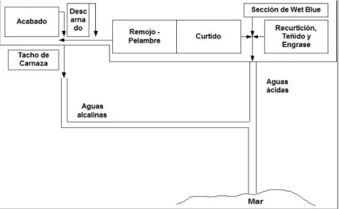 Figura 2.1: Diagrama representativo del vertido de los residuales líquidos de la tenería 