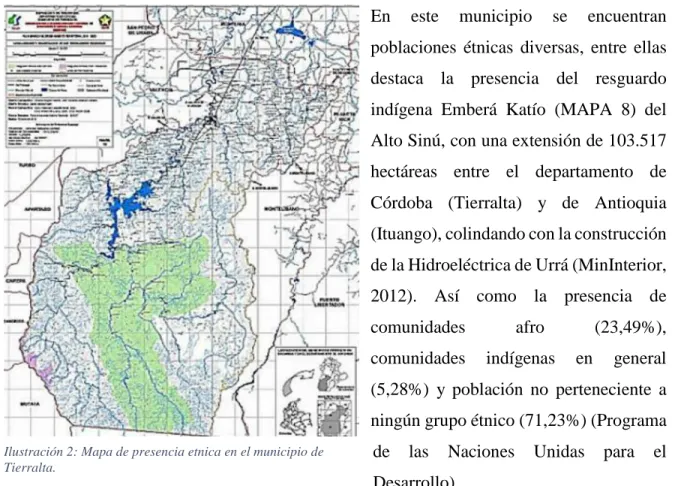 Ilustración 2: Mapa de presencia etnica en el municipio de  Tierralta.
