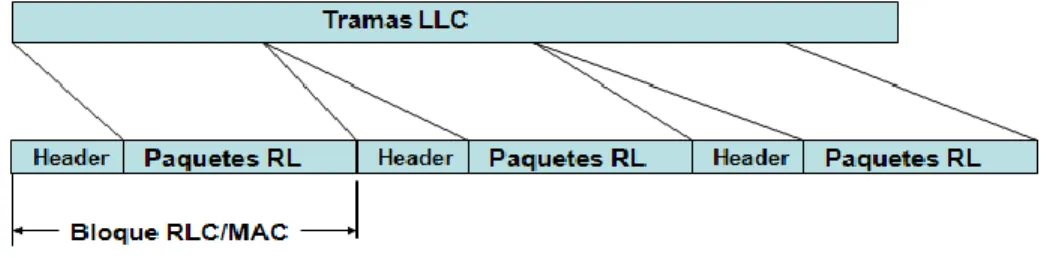 Figura 1.7. Procesamiento de los bloques de datos (Ericsson, 1999b).  