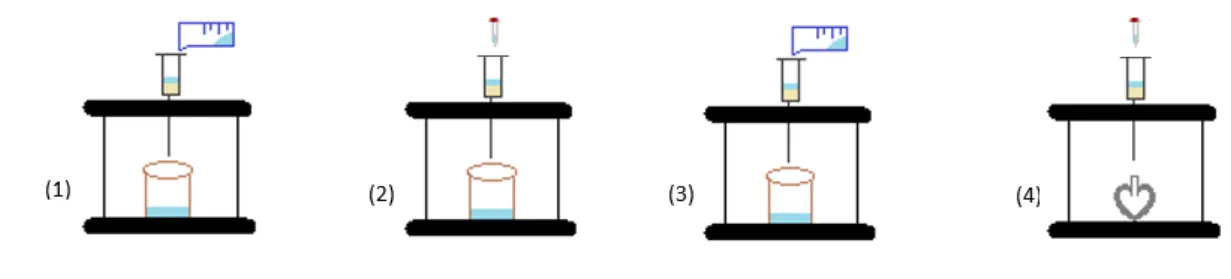 Figura 4.1. Proceso de extracción mediante SPE: (1) Acondicionamiento del cartucho, (2) Carga de  muestra, (3) Lavado con 5 mL de agua, (4) Elución con 2.5 mL de metanol 