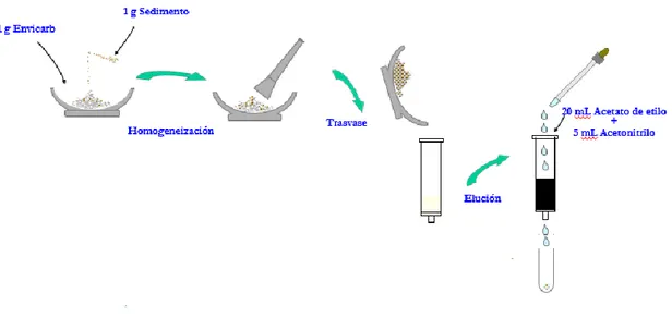 Figura 4.2. Proceso de extracción mediante MSPD 