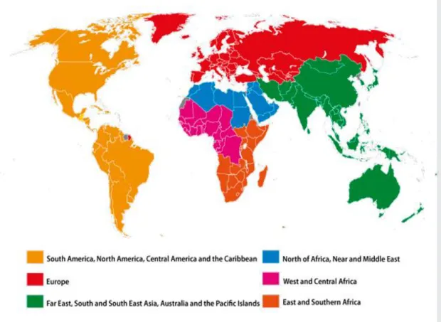 Figura 6. Países  miembros  de la OMA. Tomado  de “Membership”,  por World  Customs  Organization  (WCO), Sin  fecha  A, (http://www.wcoomd.org/en/about-  us/wco-members/membership.aspx) 