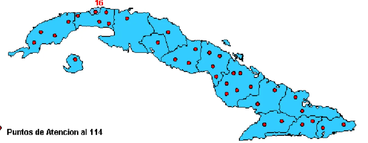 Fig. 2.4 Ubicación de los Centros de Atención Telefónica (114) 