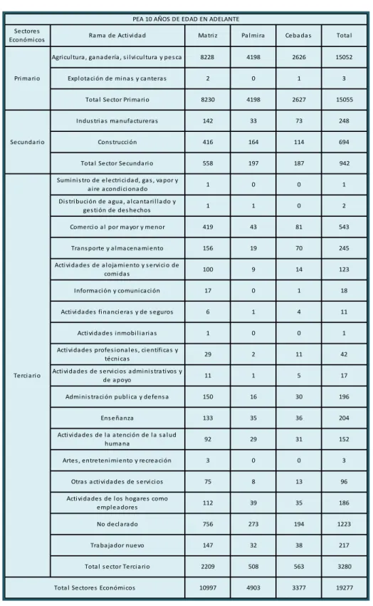 Cuadro 1: Población Económicamente Activa 