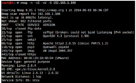 Figura 3.2. Escaneo realizado con  Nmap. 