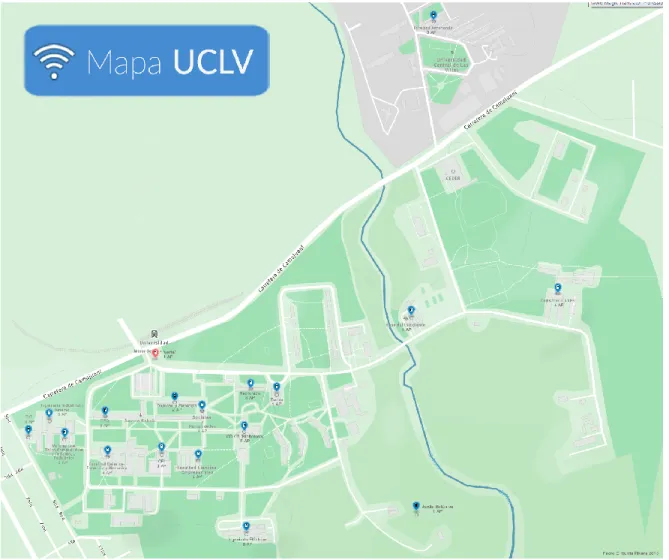 Figura 3.1. Mapa de distribución de los puntos de acceso en la UCLV. 