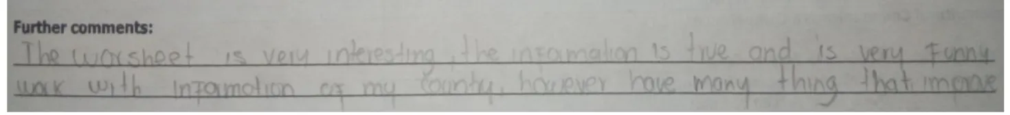 Figure 1.  Artifacts. This figure shows Student OH’s comment on the Self-assessment No