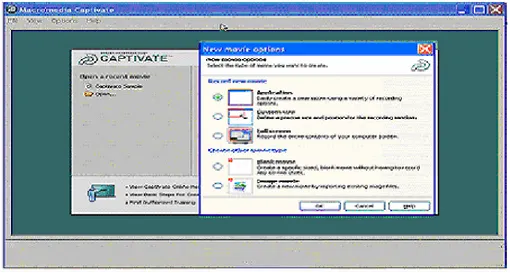 Figura 1.5 Opciones de Captura de la pantalla del Adobe® Captivate™. 