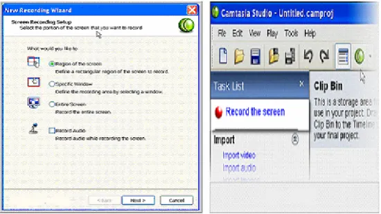 Figura 1.7 Opciones de Captura de la pantalla y grabación del Camtasia Studio™.  