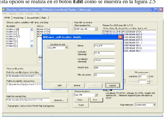 Figura 2.5 Datos de la estación terrestre 