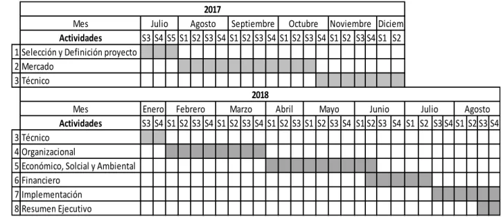 Figura 1. Cronograma de presentación proyecto. Fuente. Elaboración propia 