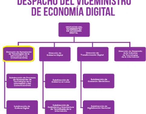 Figura 6 Estructura organizacional del Ministerio de Tecnologías de la Información y Comunicaciones, destacando a la  Dirección de Apropiación